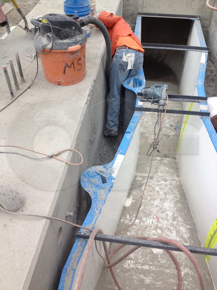 parshall flume fiberglass construction installation grout
