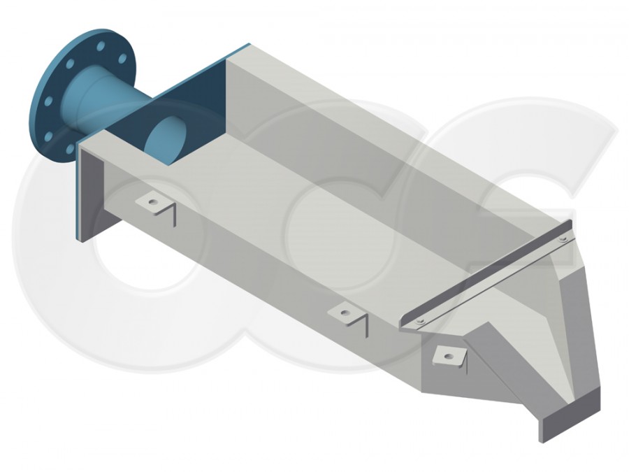 H Flume with Flange on Inlet Bulkhead - 3D Computer Render