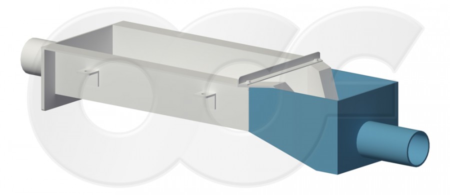 H Flume with Outlet Drop Box - 3D Computer Render