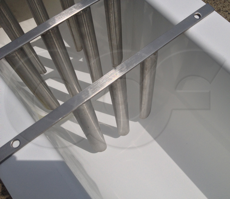 Close Up of Tranquilizer Racks Mounted in Palmer-Bowlus Flume