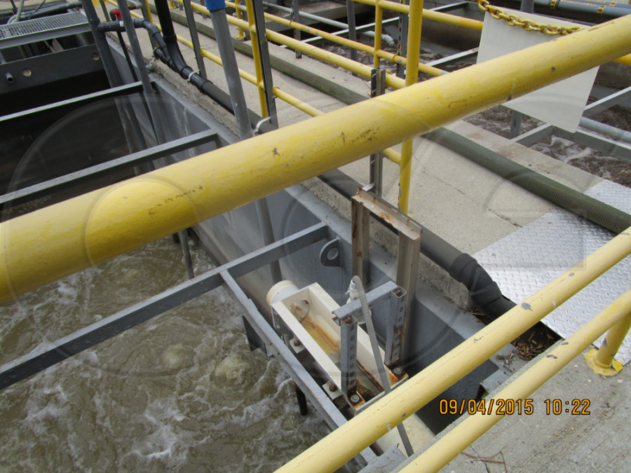 Palmer-Bowlus Flume with Ultrasonic Meter Measuring Spilling Discharge