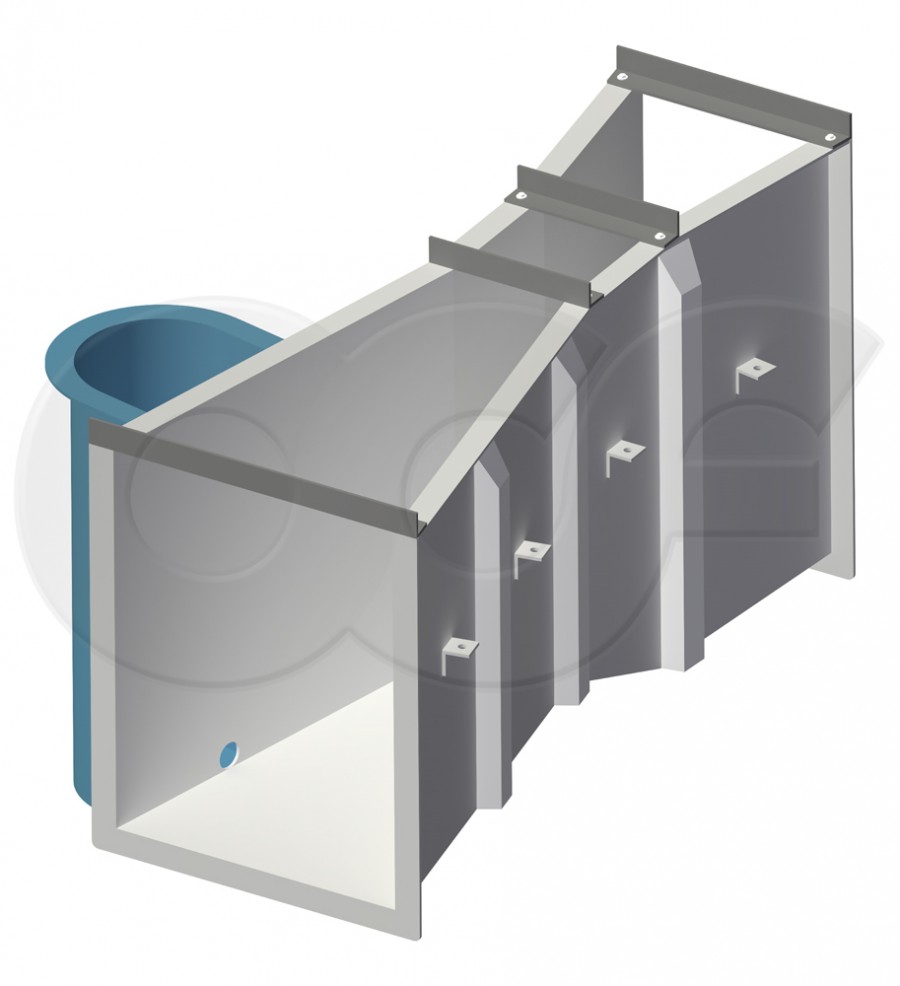 Attached Stilling Well on a Parshall Flume - Render