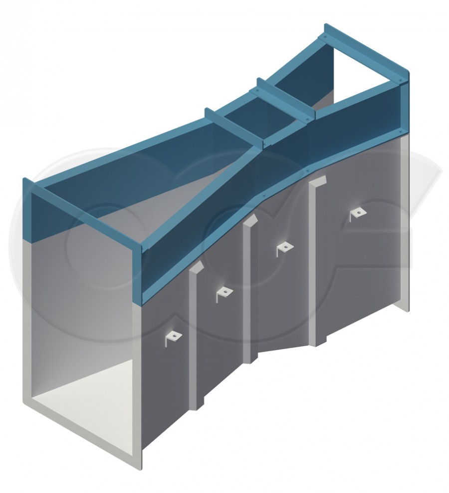 Parshall Flume with Extended Bolt-On Sidewalls - 3D Computer Render
