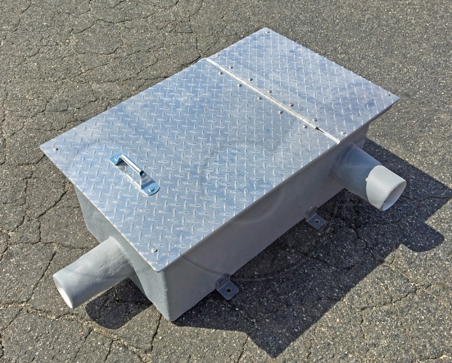Small Fiberglass Weir Box with Aluminum Cover