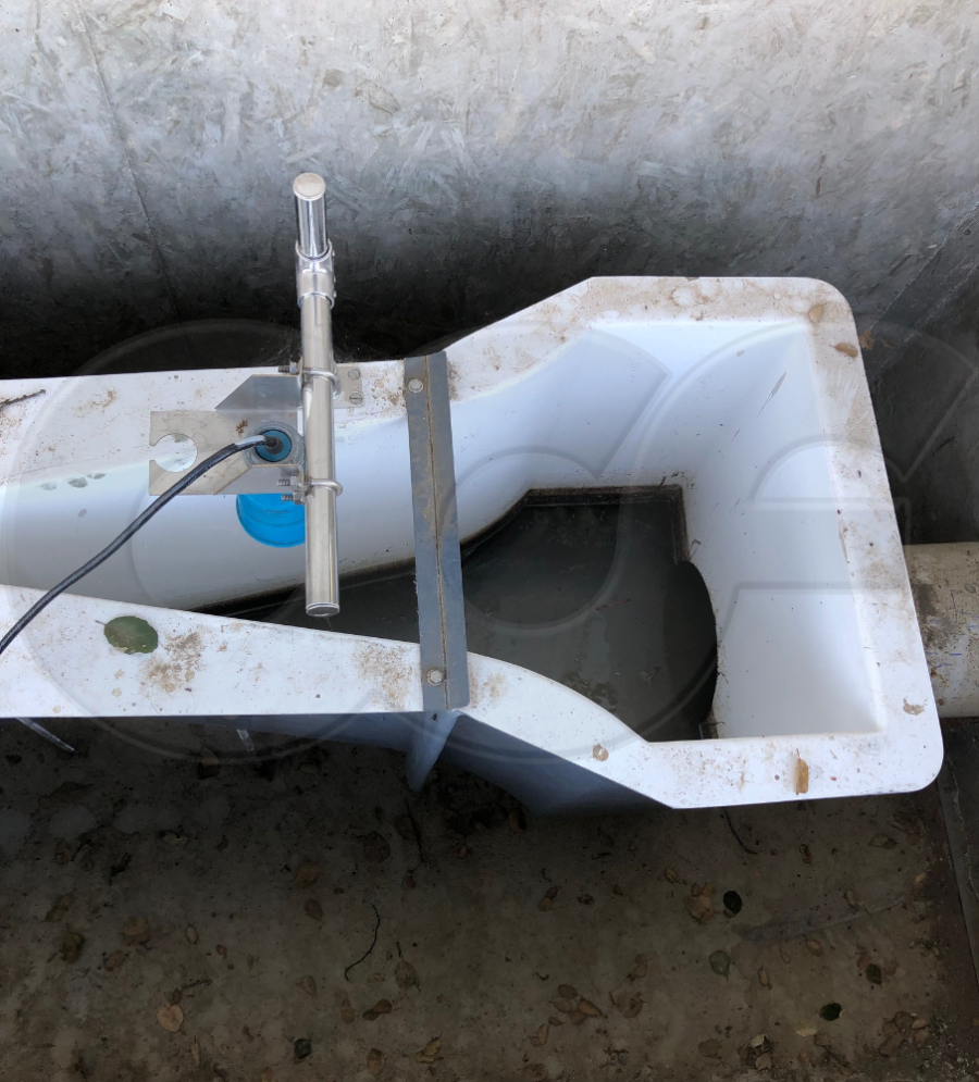 Ultrasonic Sensor Mounted Over 3-Inch Parshall Flume