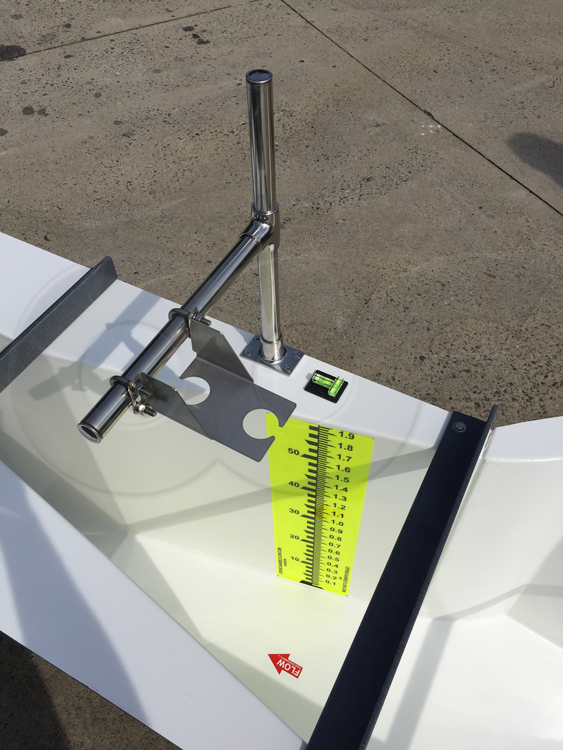 Utrasonic Transducer Mounting Bracket on a Parshall Flume