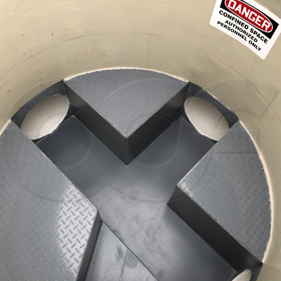 Interior of Fiberglass Manhole with X-Channel Interior Layout