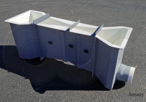 Outlet Ortho View of 3-Inch FRP Parshall Flume with End Adapters