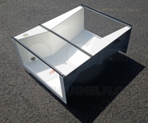 Ortho View of 36-Inch x 16-Inch Fiberglass Cutthroat Flume with Probe Well