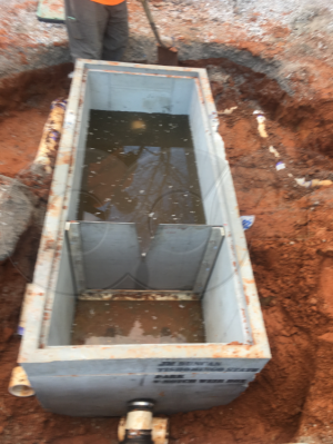 Concrete Box with Weir Plate Installed