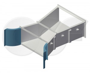 Cutthroat Flume with Radius Inlet Wing Walls - Render