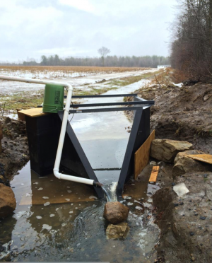 Fiberglass H Flume Used for Cold Weather Edge-Of-Field Monitoring
