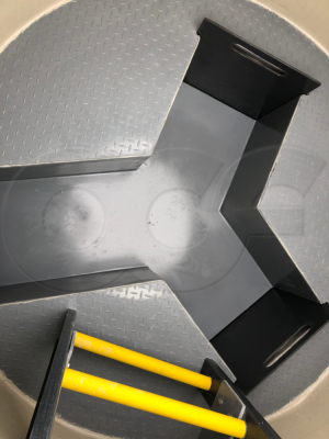 Fiberglass Diversion Manhole Interior Showing Wye Channel and Stop Gates