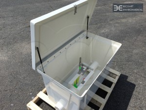 Fiberglass Redstone Enclosure with Palmer-Bowlus Flume Installed