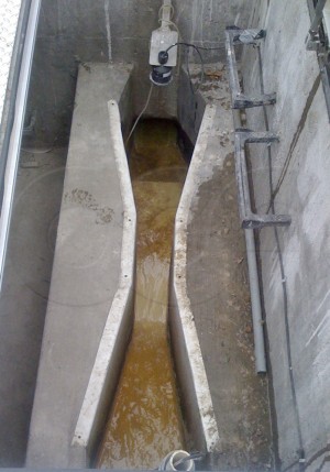 Fiberglass Parshall Flume in Concrete Metering Vault