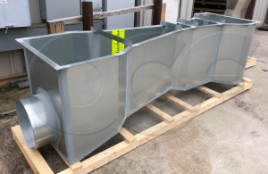 Galvanized Steel Parshall Flume with Inlet and Outlet Pipe Stubs