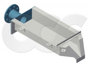 H Flume with Flange on Inlet Bulkhead - Render