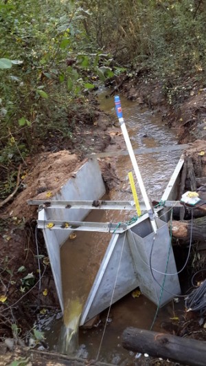 Metal H Flume with Stilling Well Measuring Lake Herrick Watershed