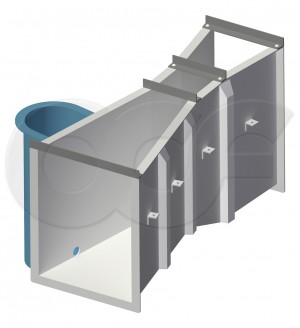 Attached Stilling Well on a Parshall Flume - Render