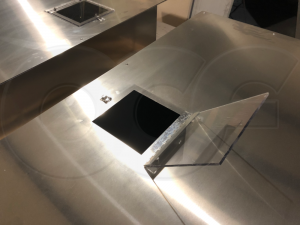 Hinged Inspection Cover on a Stainless Steel Weir Box