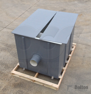 Split Fiberglass Cover Over a Weir Box