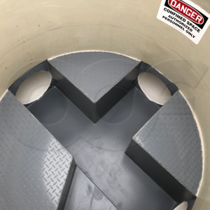 Interior of Fiberglass Manhole with X-Channel Interior Layout