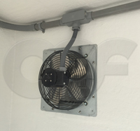 exhaust fan in a fiberglass equipment shelter manufactured by Openchannelflow