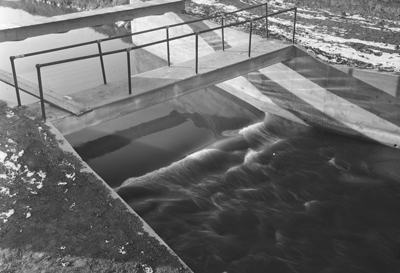 20-foot concrete parshall flume measuring flow on the Holbrook Canal