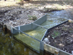 Cutthroat flume measuring surface water