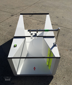 Openchannelflow fiberglass Cutthroat flume with ultrasonic mounting bracket and staff gauge