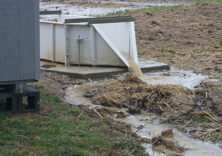 edge-of-field pesticide runoff measuring H flume