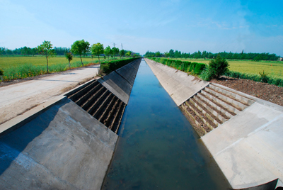 water flowing through an open channel