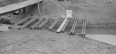 wooden 10-foot pashall flume measuring flow on Fort Bend Canal