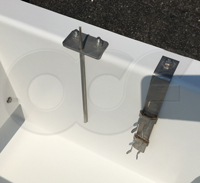 prober holder - right - mounted in a fiberglass weir box manufactured by Openchannelflow