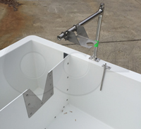 ultrasonic transducer bracket mounted on an Openchannelflow fiberglass weir box
